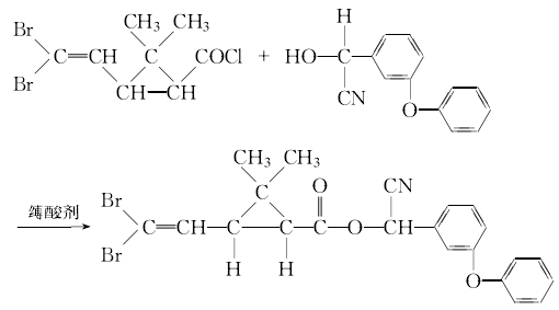 2-二甲基-3-(2,2-二溴乙烯基环丙烷羧酸),即二溴菊酸,用亚硫酰氯氯化