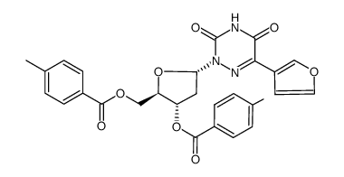 5-(3-furyl)-1-(2'-deoxy-3',5'-di-O-p-toluoyl-α-D-erythro-pentofuranosyl)-6-azauracil结构式