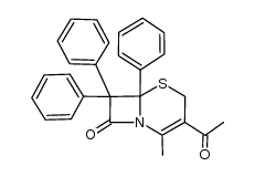 3-acetyl-2-methyl-6,7,7-triphenyl-5-thia-1-azabicyclo[4.2.0]oct-2-en-8-one结构式