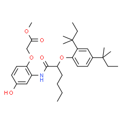 [2-[2-(2,4-Di-tert-pentylphenoxy)hexanoylamino]-4-hydroxyphenoxy]acetic acid methyl ester结构式