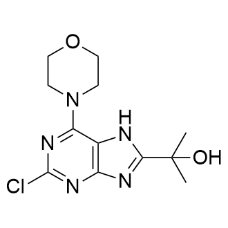 2-(2-氯-6-吗啉代-7H-嘌呤-8-基)丙-2-醇结构式