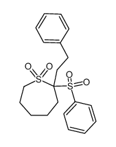 2-phenethyl-2-(phenylsulfonyl)-1-thiacycloheptane S,S-dioxide Structure