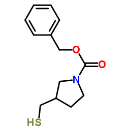 3-Mercaptomethyl-pyrrolidine-1-carboxylic acid benzyl ester结构式