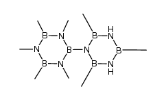 2,4,6-triethyl-1',3',4',5',6'-pentamethyl-1,2'-bi(1,3,5,2,4,6-triazatriborinane)结构式