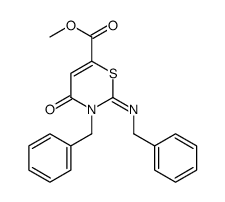 3,4-Dihydro-4-oxo-3-(phenylmethyl)-2-[(phenylmethyl)imino]-2H-1,3-thiazine-6-carboxylic acid methyl ester结构式