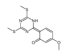 (6Z)-6-[4,6-bis(methylsulfanyl)-1H-1,3,5-triazin-2-ylidene]-3-methoxycyclohexa-2,4-dien-1-one结构式