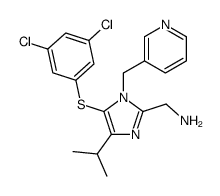 [5-(3,5-dichlorophenyl)sulfanyl-4-propan-2-yl-1-(pyridin-3-ylmethyl)imidazol-2-yl]methanamine结构式