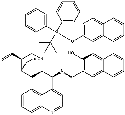 (1S)-3-[[(9S)-脱氧辛可胺-9-基亚氨基]甲基]-2'-[[(叔丁基)二苯基硅基]氧基]-[1,1'-联萘]-2-醇结构式