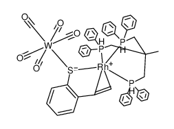 (triphos)Rh(η(3)-(CO)5W(2-vinylthiophenolate))结构式