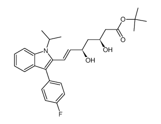 S-((R*S*)-(E))-7-[3-(4-fluorophenyl)-1-(1-methylethyl)-1H-indol-2-yl]-3,5-dihydroxy-6-heptenoic acid 1,1-dimethylethyl ester结构式