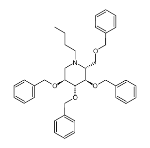 N-butyl 2,3,4,6-tetra-O-benzyl-1,5-dideoxy-1,5-imino-D-glucitol结构式