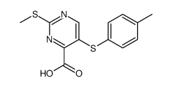 5-(4-methylphenyl)sulfanyl-2-methylsulfanylpyrimidine-4-carboxylic acid结构式