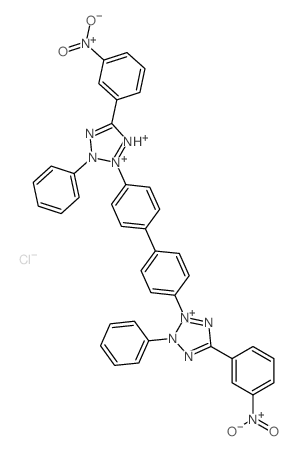 5-(3-nitrophenyl)-2-[4-[4-[5-(3-nitrophenyl)-3-phenyl-1,3,4-triaza-2-azoniacyclopenta-1,4-dien-2-yl]phenyl]phenyl]-3-phenyl-1,3,4-triaza-2-azoniacyclopenta-1,4-diene Structure