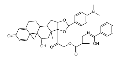 21-[3-(Benzoylamino)-2-methyl-1-oxopropoxy]-16,17-[[[4-(dimethylamino)phenyl]methylene]bis(oxy)]-9-fluoro-11-hydroxypregna-1,4-diene-3,20-dione结构式