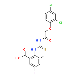 2-[[[[(2,4-DICHLOROPHENOXY)ACETYL]AMINO]THIOXOMETHYL]AMINO]-3,5-DIIODO-BENZOIC ACID结构式