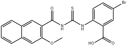 5-bromo-2-[[[[(3-methoxy-2-naphthalenyl)carbonyl]amino]thioxomethyl]amino]-benzoic acid Structure