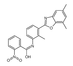 Benzamide, N-[3-(5,7-dimethyl-2-benzoxazolyl)-2-methylphenyl]-2-nitro- (9CI) structure