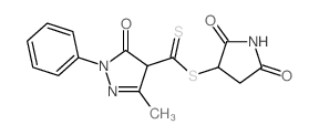 3-(3-methyl-5-oxo-1-phenyl-4H-pyrazole-4-carbothioyl)sulfanylpyrrolidine-2,5-dione结构式