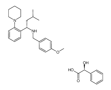 (S)-1-(2-piperidino-phenyl)-3-methyl-1-butyl-N-4-methoxybenzyl-ammonium L-mandelate Structure