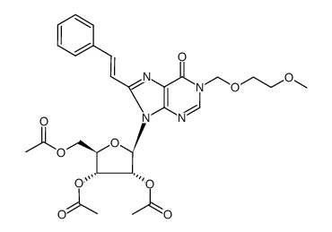 2',3',5'-tri-O-acetyl-1-[(2-methoxyethoxy)methyl]-8-(2-phenylvinyl)inosine结构式