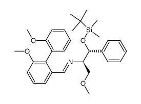 (E)-N-((1R,2R)-1-((tert-butyldimethylsilyl)oxy)-3-methoxy-1-phenylpropan-2-yl)-1-(2',6-dimethoxy-[1,1'-biphenyl]-2-yl)methanimine结构式