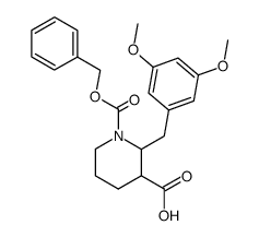 1-(benzyloxycarbonyl)-2-(3,5-dimethoxybenzyl)piperidine-3-carboxylic acid结构式