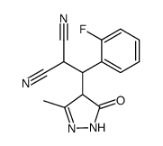 2-[(2-Fluoro-phenyl)-(3-methyl-5-oxo-4,5-dihydro-1H-pyrazol-4-yl)-methyl]-malononitrile Structure