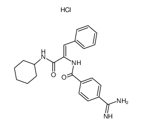 4-Carbamimidoyl-N-((Z)-1-cyclohexylcarbamoyl-2-phenyl-vinyl)-benzamide; hydrochloride Structure