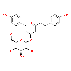 (5S)-5-β-D-Glucopyranosyloxy-1,7-bis(4-hydroxyphenyl)-3-heptanone结构式