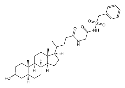 (R)-4-((3R,5R,8R,9S,10S,13R,14S,17R)-3-hydroxy-10,13-dimethyl-hexadecahydro-cyclopenta[a]phenanthren-17-yl)-pentanoic acid (2-oxo-2-phenylmethanesulfonylamino-ethyl)-amide结构式