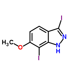 3,7-Diiodo-6-methoxy-1H-indazole结构式