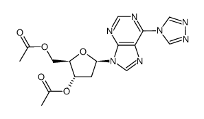 9-(3,5-di-O-acetyl-2-deoxy-β-D-erythro-pentofuranosyl)-6-(1,2,4-triazol-4-yl)purine结构式