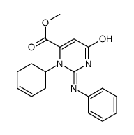 1,2,3,6-Tetrahydro-6-oxo-3-phenyl-2-(phenylimino)-4-pyrimidinecarboxylic acid methyl ester结构式