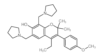 2H-1-Benzopyran-7-ol,4-ethyl-3-(4-methoxyphenyl)-2,2-dimethyl-6,8-bis(1-pyrrolidinylmethyl)- Structure