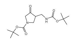 tert-butyl 3-(tert-butoxycarbonyl)aminomethyl-4-oxopyrrolidine-1-carboxylate结构式