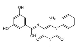 Benzamide,N-(6-amino-1,2,3,4-tetrahydro-3-methyl-2,4-dioxo-1-phenyl-5-pyrimidinyl)-3,5-dihydroxy- structure