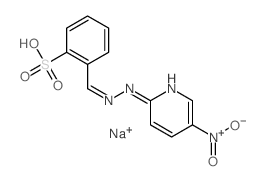 Benzenesulfonic acid,2-[[2-(5-nitro-2-pyridinyl)hydrazinylidene]methyl]-, sodium salt (1:1) structure