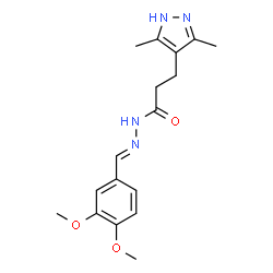 (E)-N-(3,4-dimethoxybenzylidene)-3-(3,5-dimethyl-1H-pyrazol-4-yl)propanehydrazide structure