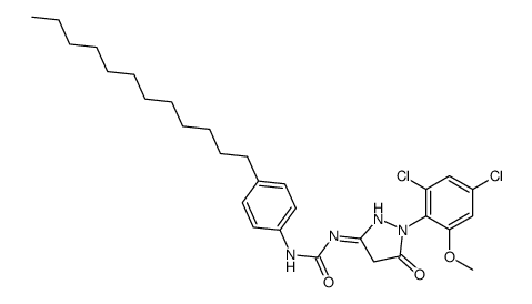 1-[1-(2,4-dichloro-6-methoxyphenyl)-4,5-dihydro-5-oxo-1H-pyrazol-3-yl]-3-(4-dodecylphenyl)urea结构式