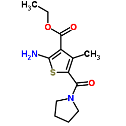 Ethyl 2-amino-4-methyl-5-(1-pyrrolidinylcarbonyl)-3-thiophenecarboxylate结构式