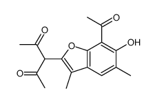 7-Acetyl-2-(1-acetyl-2-oxopropyl)-3,5-dimethylbenzofuran-6-ol结构式