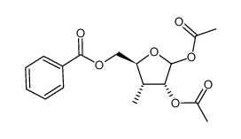 1,2-di-O-acetyl-5-O-benzoyl-3-deoxy-3-C-methyl-D-ribofuranose结构式
