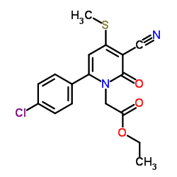 Ethyl [6-(4-chlorophenyl)-3-cyano-4-(methylsulfanyl)-2-oxo-1(2H)-pyridinyl]acetate结构式