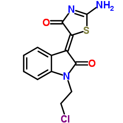 2H-indol-2-one, 1-(2-chloroethyl)-1,3-dihydro-3-(2-imino-4-oxo-5-thiazolidinylidene)-, (3Z)- Structure