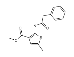 5-methyl-2-[(phenylacetyl)amino]-thiophene-3-carboxylic acid methyl ester结构式