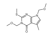 3,7-bis(methoxymethyl)-5-methyl-2-(methylthio)-3H-pyrrolo[2,3-d]pyrimidin-4(7H)-one结构式