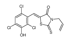 (5E)-3-prop-2-enyl-2-sulfanylidene-5-[(2,4,6-trichloro-3-hydroxyphenyl)methylidene]-1,3-thiazolidin-4-one Structure