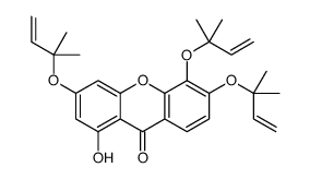 1-hydroxy-3,5,6-tris(2-methylbut-3-en-2-yloxy)xanthen-9-one结构式