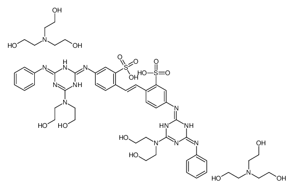 bis[[6-anilino-4-[bis(2-hydroxyethyl)amino]-1,3,5-triazin-2-yl]amino]stilbene-2,2'-disulphonic acid, compound with 2,2',2''-nitrilotriethanol (1:2)结构式