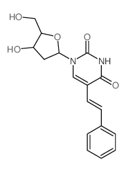 1-[4-hydroxy-5-(hydroxymethyl)oxolan-2-yl]-5-(2-phenylethenyl)pyrimidine-2,4-dione structure